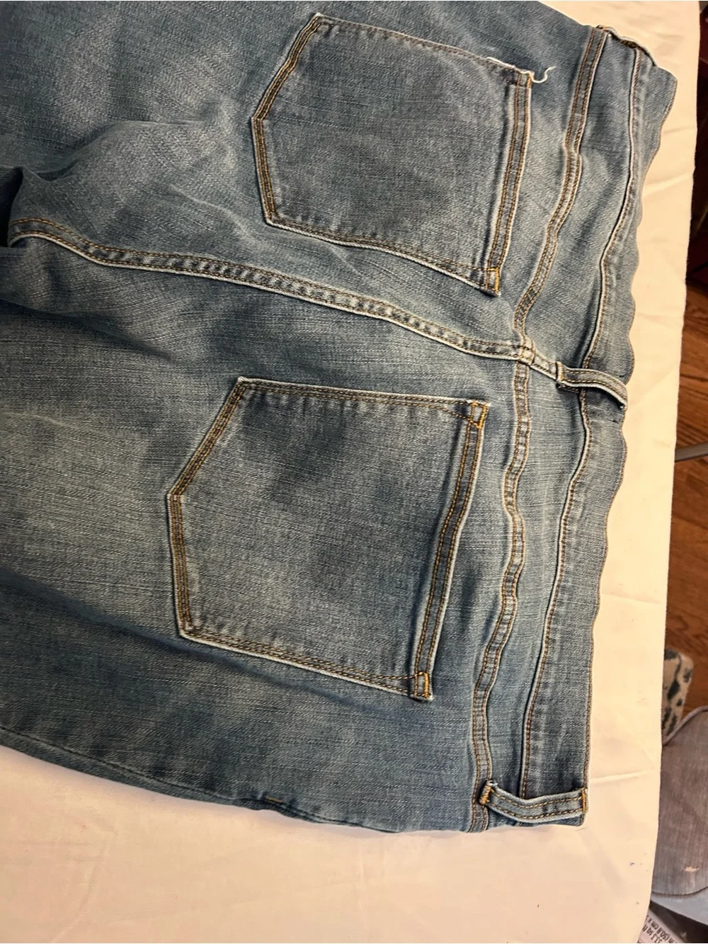 J. Crew Blue Denim Skinny Jeans with Gold Stitching